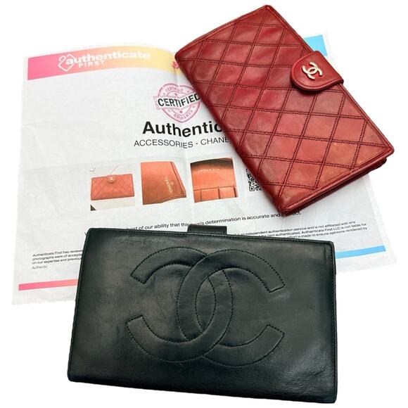 CHANEL Red and Black Vintage Wallet Bundle - Picture 9 of 16